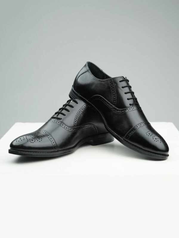 Men Black Leather Brogue Shoes- Maison Treasure - Image 2