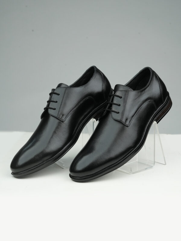 Black Derby Leather Shoes for Men- Maison Treasure - Image 2