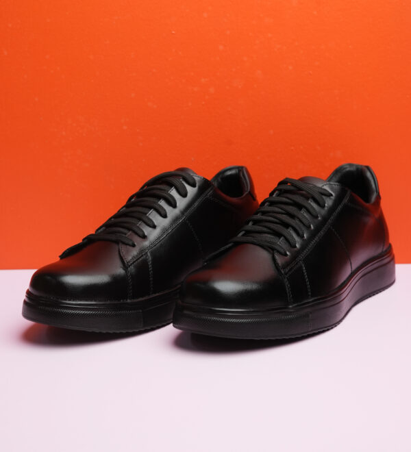 Maison Treasure Men’s Black Leather Sneakers – Premium Casual Footwear - Image 2