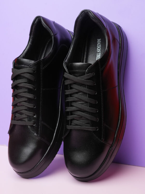 Maison Treasure Men’s Black Leather Sneakers – Premium Casual Footwear - Image 3