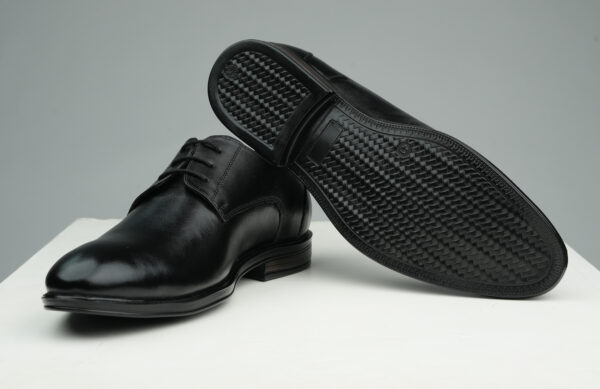 Black Derby Leather Shoes for Men- Maison Treasure - Image 4