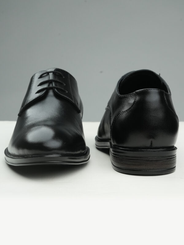 Black Derby Leather Shoes for Men- Maison Treasure - Image 5