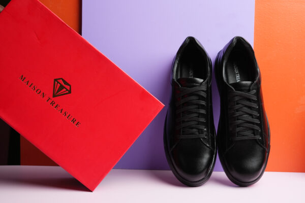 Maison Treasure Men’s Black Leather Sneakers – Premium Casual Footwear - Image 5