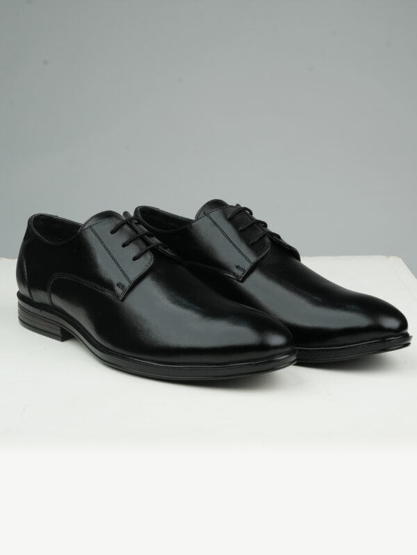 Black Derby Leather Shoes for Men- Maison Treasure - Image 6