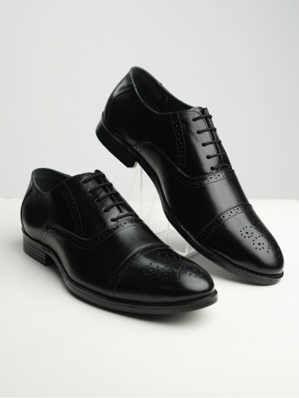Men Black Leather Brogue Shoes- Maison Treasure - Image 7