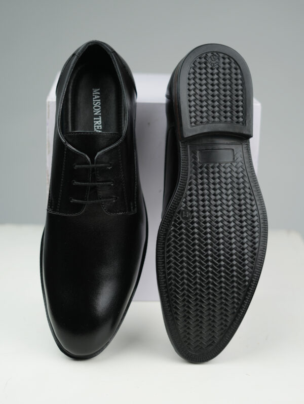 Black Derby Leather Shoes for Men- Maison Treasure - Image 7