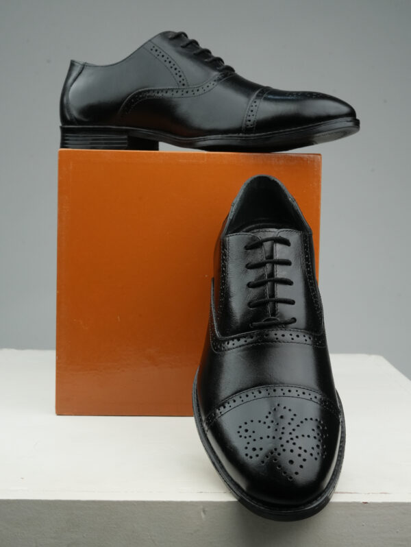 Men Black Leather Brogue Shoes- Maison Treasure - Image 8