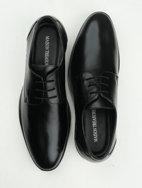 Black Derby Leather Shoes for Men- Maison Treasure - Image 9