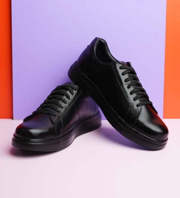 Maison Treasure Men’s Black Leather Sneakers – Premium Casual Footwear
