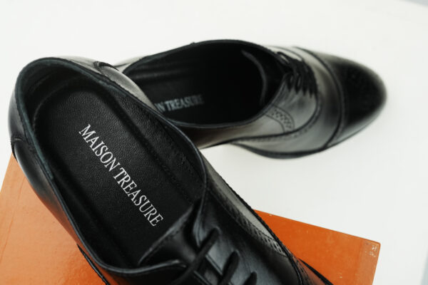 Men Black Leather Brogue Shoes- Maison Treasure - Image 9