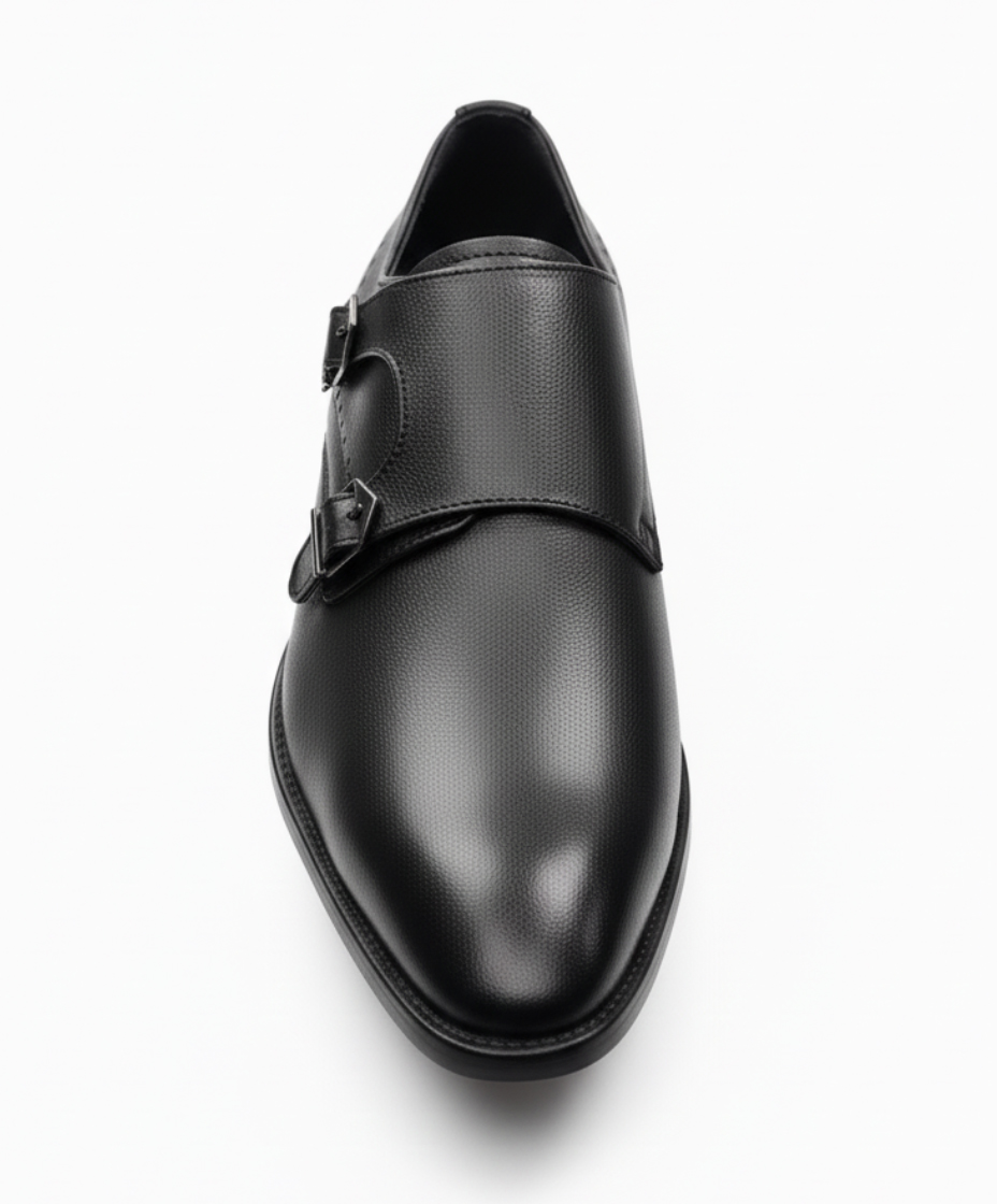 Double Monk Strap Leather Shoe for Men's Black – Premium Shoes by Maison Treasure - Image 4