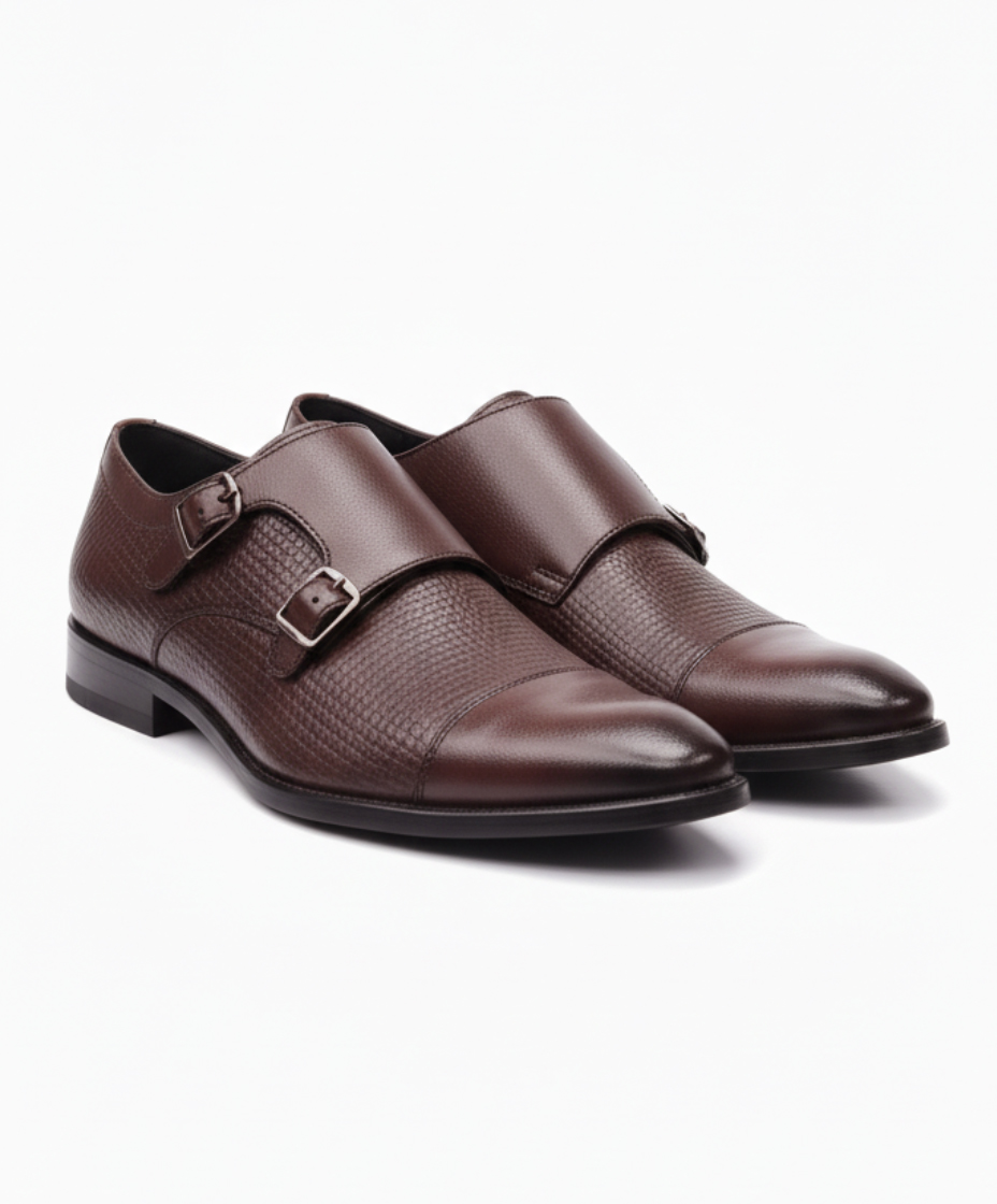 Double Monk Strap Leather Shoe for Men's – Premium Shoes by Maison Treasure - Image 5