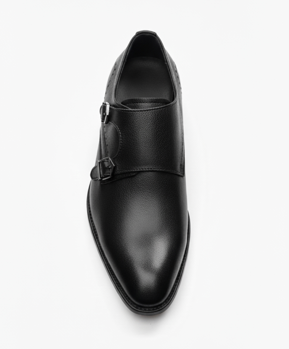 Double Monk Strap Leather Shoe for Men's Black – Premium Shoes by Maison Treasure - Image 9