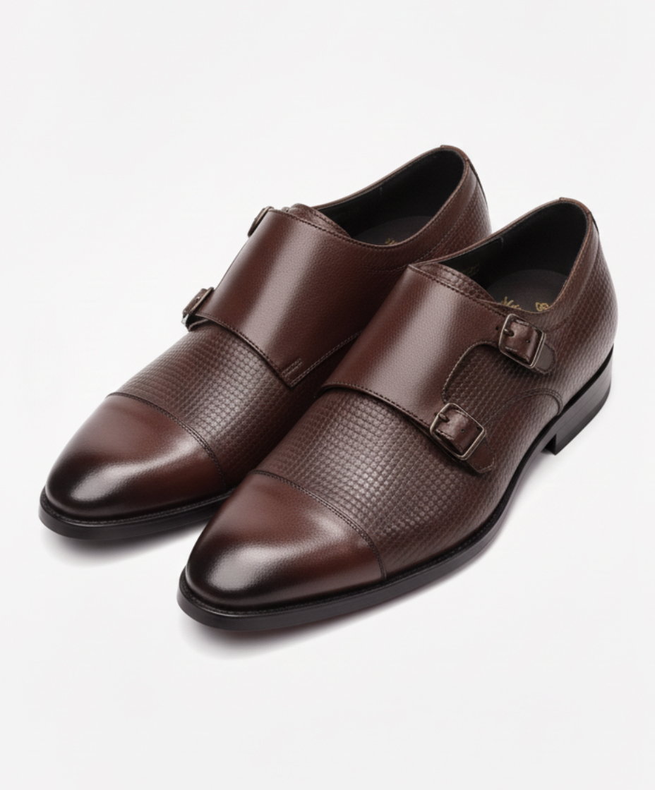 Double Monk Strap Leather Shoe for Men's – Premium Shoes by Maison Treasure - Image 9