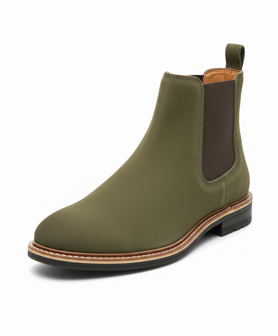 Olive Green Suede Leather Boots for Men – Handcrafted Premium Boots by Maison Treasure