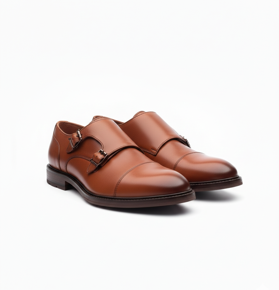 Double Monk Strap Leather Shoe for Men’s – Maison Treasure